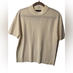 Sag Harbor Women’s XL Cream Knit shirt Sweater Short Sleeve Mock Neck Pullover